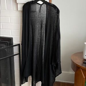 Black Sheer Open Front Cardigan